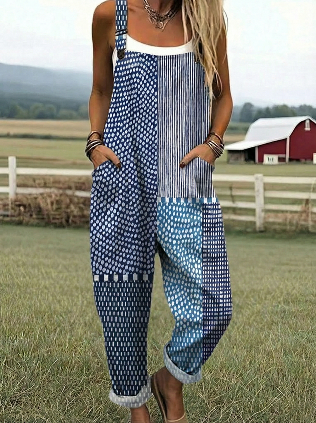 Paige | Tuta Patchwork Niebieska